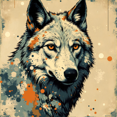 Tableau loup en peinture moderne expressive haut de gamme. Une création originale imprimée en France par Decotab.fr, idéale pour votre décoration intérieure.
