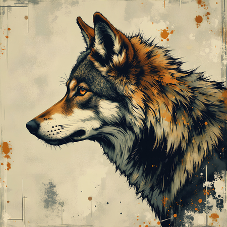Tableau loup en peinture moderne expressive haut de gamme. Une création originale imprimée en France par Decotab.fr, idéale pour votre décoration intérieure.