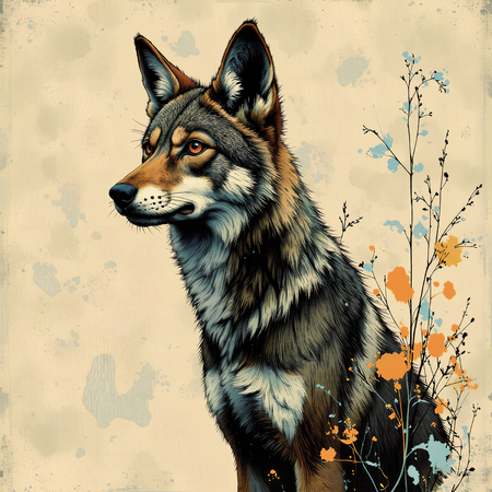 Tableau loup en peinture moderne expressive haut de gamme. Une création originale imprimée en France par Decotab.fr, idéale pour votre décoration intérieure.