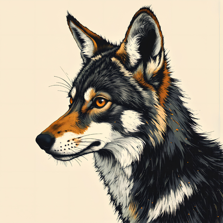 Tableau loup en peinture moderne expressive haut de gamme. Une création originale imprimée en France par Decotab.fr, idéale pour votre décoration intérieure.