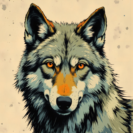 Tableau loup en peinture moderne expressive haut de gamme. Une création originale imprimée en France par Decotab.fr, idéale pour votre décoration intérieure.