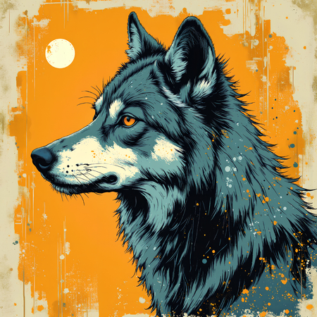 Tableau loup en peinture moderne expressive haut de gamme. Une création originale imprimée en France par Decotab.fr, idéale pour votre décoration intérieure.