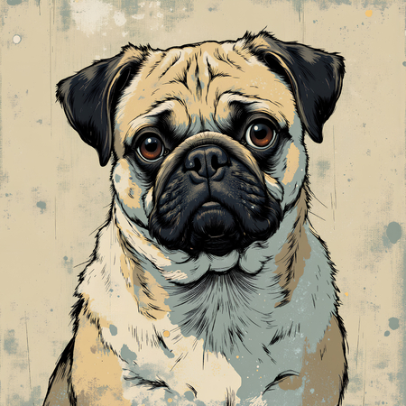 Tableau chien en peinture expressive moderne haut de gamme, impression française par Decotab.fr. Idéal pour une décoration chaleureuse et originale.