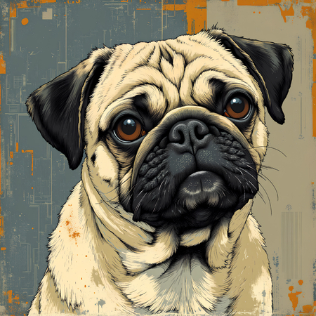 Tableau chien en peinture expressive moderne haut de gamme, impression française par Decotab.fr. Idéal pour une décoration chaleureuse et originale.