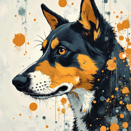 Tableau chien en peinture expressive moderne haut de gamme, impression française par Decotab.fr. Idéal pour une décoration chaleureuse et originale.