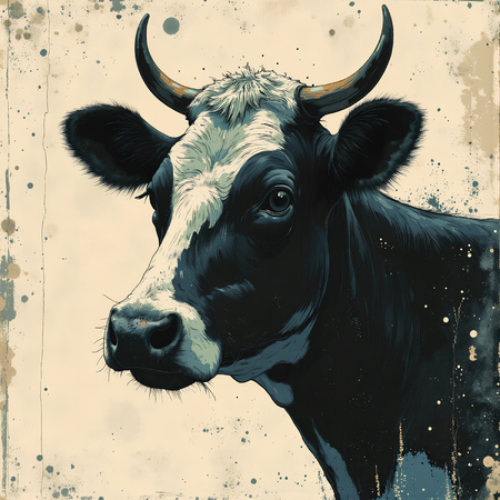 Tableau vache en peinture moderne et expressive, impression numérique haut de gamme en France par Decotab.fr. Un choix décoratif original et élégant.