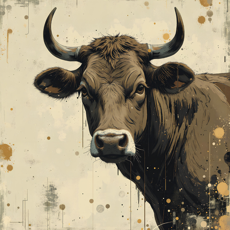 Tableau vache en peinture moderne et expressive, impression numérique haut de gamme en France par Decotab.fr. Un choix décoratif original et élégant.