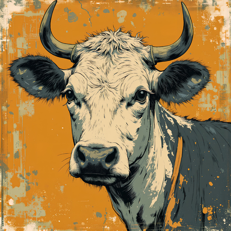 Tableau vache en peinture moderne et expressive, impression numérique haut de gamme en France par Decotab.fr. Un choix décoratif original et élégant.