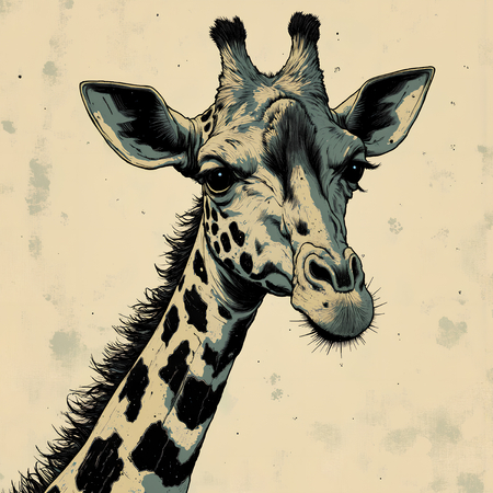 Tableau moderne de girafe dans un style peinture expressive, disponible en plusieurs versions. Portraits élégants et originaux, création exclusive DECOTAB.