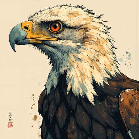 Tableau monderne d'un aigle royal en impression numérique haut de gamme. Une peinture expressive d'aigle moderne pour sublimer votre décoration.