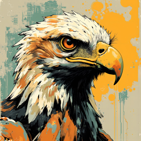 Tableau monderne d'un aigle royal en impression numérique haut de gamme. Une peinture expressive d'aigle moderne pour sublimer votre décoration.