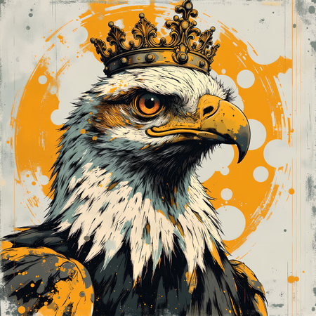 Tableau monderne d'un aigle royal en impression numérique haut de gamme. Une peinture expressive d'aigle moderne pour sublimer votre décoration.