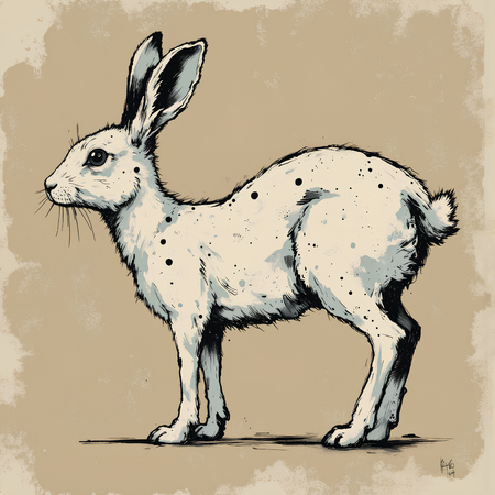 Tableau moderne de lapin dans un style peinture expressive, disponible en plusieurs versions. Portraits charmants et artistiques, création exclusive DECOTAB.