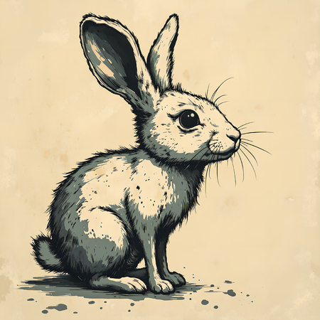 Tableau moderne de lapin dans un style peinture expressive, disponible en plusieurs versions. Portraits charmants et artistiques, création exclusive DECOTAB.