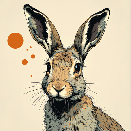 Tableau moderne de lapin dans un style peinture expressive, disponible en plusieurs versions. Portraits charmants et artistiques, création exclusive DECOTAB.