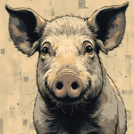 Tableau cochon en peinture moderne expressive, impression numérique haut de gamme réalisée en France par Decotab.fr. Idéal pour décorer avec originalité.