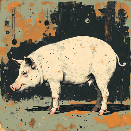 Tableau cochon en peinture moderne expressive, impression numérique haut de gamme réalisée en France par Decotab.fr. Idéal pour décorer avec originalité.