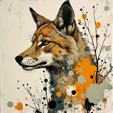 Tableau loup en peinture moderne expressive haut de gamme. Une création originale imprimée en France par Decotab.fr, idéale pour votre décoration intérieure.