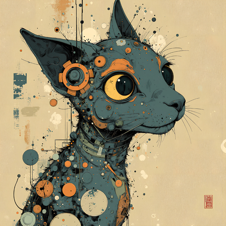 Découvrez le tableau chat en peinture moderne expressive par Decotab.fr, une œuvre haut de gamme imprimée en France, parfaite pour une décoration élégante et chaleureuse.