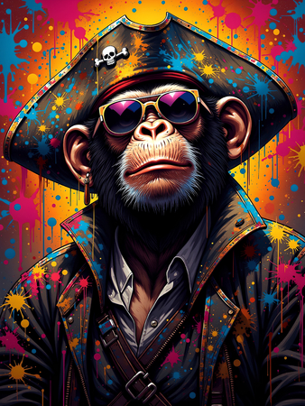 Tableau singe graffiti décliné en versions hip-hop, punk, DJ ou clown. Œuvres exclusives Decotab pour une déco chimpanzé percutante et ultra stylée.