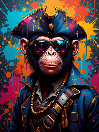 Tableau singe graffiti décliné en versions hip-hop, punk, DJ ou clown. Œuvres exclusives Decotab pour une déco chimpanzé percutante et ultra stylée.