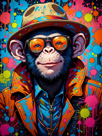Tableau singe graffiti décliné en versions hip-hop, punk, DJ ou clown. Œuvres exclusives Decotab pour une déco chimpanzé percutante et ultra stylée.
