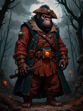 Tableau gorille pirate, inspiré par Sylvain Binet, en plusieurs déclinaisons inédites. Une œuvre puissante, pleine de détails et exclusivement disponible chez Decotab.