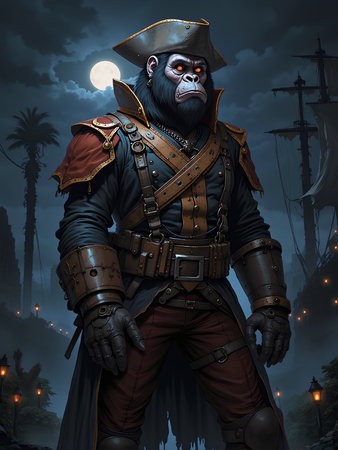 Tableau gorille pirate, inspiré par Sylvain Binet, en plusieurs déclinaisons inédites. Une œuvre puissante, pleine de détails et exclusivement disponible chez Decotab.