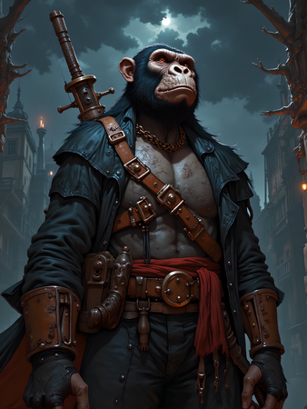 Tableau gorille pirate, inspiré par Sylvain Binet, en plusieurs déclinaisons inédites. Une œuvre puissante, pleine de détails et exclusivement disponible chez Decotab.