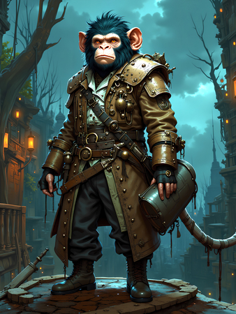 Tableau chimpanzé pirate en style cartoon réaliste inspiré de Sylvain Binet. Plusieurs déclinaisons exclusives chez Decotab pour une déco originale et expressive.