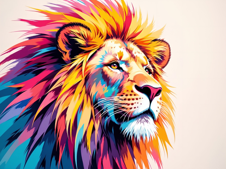 Un tableau lion pop art aux couleurs franches et saturées. Plusieurs versions aux fonds colorés, éclaboussures de peinture et palette éclatante. Création exclusive DECOTAB.