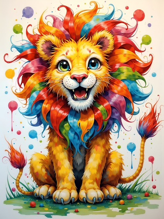 Un tableau lion illustré aux couleurs vives, parfait pour une chambre d'enfant, une école ou un cabinet pédiatrique. Une décoration ludique et artistique, exclusive DECOTAB.