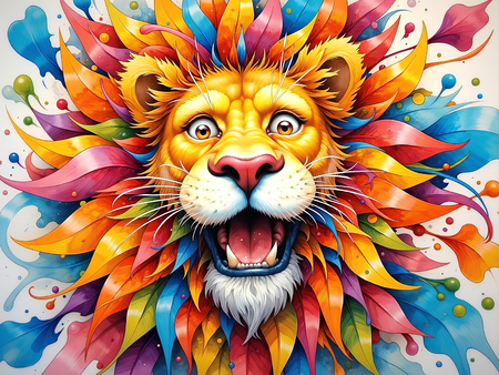 Un tableau lion illustré aux couleurs vives, parfait pour une chambre d'enfant, une école ou un cabinet pédiatrique. Une décoration ludique et artistique, exclusive DECOTAB.