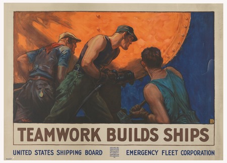 Poster fine art imprimé premium fabriqué en France ou toile d’art encadrée. Le travail d'équipe construit des navires. Recherche en cours...