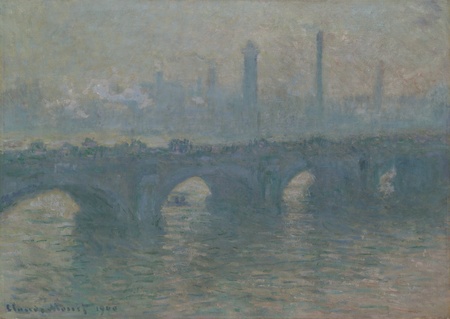 Toile d'art imprimée ou affiche encadrée origine France. Pont de Waterloo, temps gris. Sans le brouillard, Claude Monet a dit un jour : « Londres ne serait pas une belle ville...