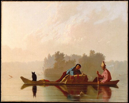 Poster haut de gamme fabriqué en France fine art ou toile premium. Les marchands de fourrures descendant le Missouri...
