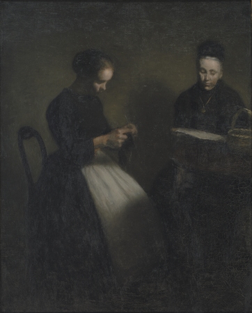 Poster fine art imprimé en France ou toile d’art encadrée. Soirée au Salon. La mère et la femme de l'artiste...