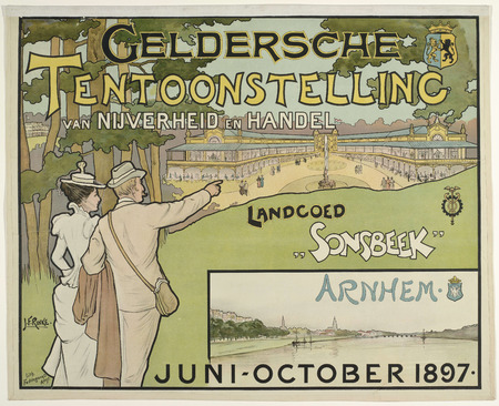 Impression française sur toile fine art ou poster encadré. Salon de l'industrie et du commerce de Gueldre. Domaine de Sonsbeek juin-octobre 1897...