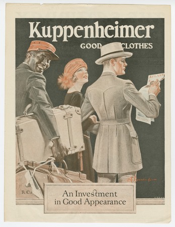 Affiche encadrée haut de gamme made in France ou toile fine art premium. Publicité du Saturday Evening Post mettant en vedette un Pullman Porter...