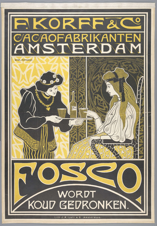 Affiche encadrée premium made in France ou toile d’art. F. Korff & Co. Les fabricants de cacao d'Amsterdam. Fosco est ivre froid...
