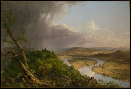 Impression d'art sur toile et affiche encadrée made in France. Vue depuis le mont Holyoke, Northampton, Massachusetts, après un orage-l'Oxbow...