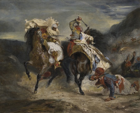 Impression d'affiche encadrée ou toile fine art made in France. Le Combat du Giaour et Hassan...