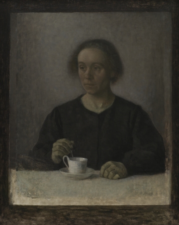 Impression sur toile fine art made in France ou poster encadré. Ida Hammershøi, la femme de l'artiste, avec une tasse de thé...