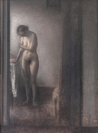 Affiche encadrée fine art premium fabriquée en France ou toile d’art. Nu féminin debout. Hammershoi propose ici un nu féminin debout...