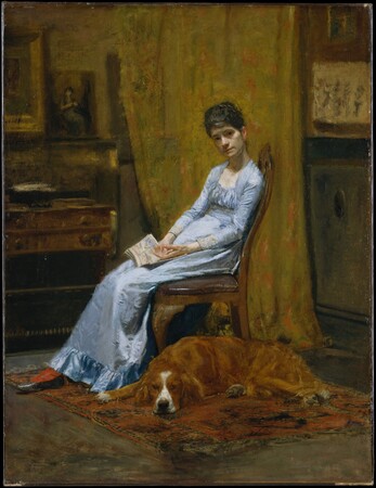 Poster HD encadré ou toile d'art imprimée en France. La femme de l'artiste et son chien setter...