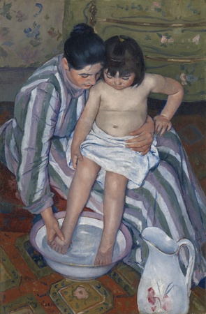 Reproduction fine art française sur toile ou poster encadré. Le bain de l'enfant...