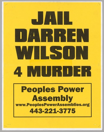 Poster premium made in France encadré ou toile fine art imprimée. Affiche indiquant "Jail Darren Wilson 4 Murder" utilisée lors des manifestations de Baltimore...
