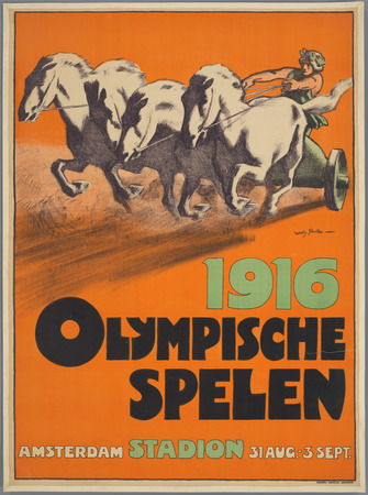 Poster made in France encadré ou toile imprimée. Jeux Olympiques 1916 Stade d'Amsterdam 31 août-3 sept. Affiche pour les Jeux olympiques nationaux de 1916 à Amsterdam...