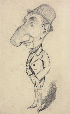 Tirage fine art sur toile made in France ou affiche encadrée. Caricature d'un homme au gros nez...
