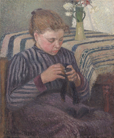 Impression d’art ou poster encadré fabriqué en France. femme réparant. Cette oeuvre prend pour modèle une servante de Camille Pissarro appelée Rosa...